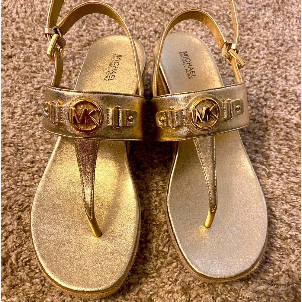 Michael Kors gold wedges size 8 like new